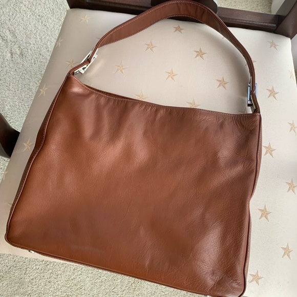 PERLINA New York Brown Leather Shoulder Hobo Tote Bag - Picture 13 of 13